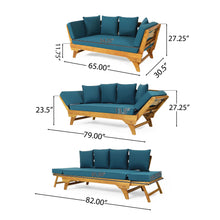 Load image into Gallery viewer, Outdoor Acacia Wood Expandable Daybed With Cushions