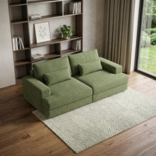 Load image into Gallery viewer, Corduroy Modular Stainless Steel Sleeper Sofa With Toss Pillows - Green