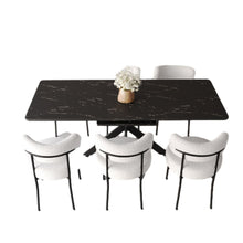Load image into Gallery viewer, Extendable Dining Table Set With Curved Backrest Upholstered Chairs