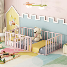 Load image into Gallery viewer, Metal Floor Bed Frame With Fence And Door