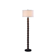 Load image into Gallery viewer, Resin Floor Lamp With White Fabric Drum Shade - Brown / White