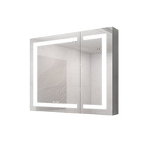 Load image into Gallery viewer, 36" X 30" Medicine Cabinet With LED Vanity Mirror, Anti-Fog Recessed Or Surface Mount Bathroom Double Door Large Storage 3000K~6000K Bright Lighted Aluminum Storage Cabinet With Touch Switch - Silver