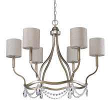 Load image into Gallery viewer, Candle Style Six Light Metal Dimmable Chandelier With White Shades - Gold