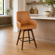 Load image into Gallery viewer, Upholstered Barrel Chair With Curved Backrest - Antique Brown
