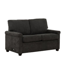 Load image into Gallery viewer, Convertible Twin Sleeper Sofa With USB Ports, 2 Seater Upholstered Loveseat - Dark Gray