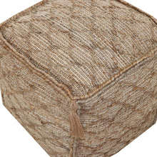 Load image into Gallery viewer, Jute Cube Trellis Pouf Ottoman - Brown