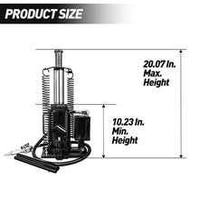 Load image into Gallery viewer, Air Hydraulic Bottle Jack, 20 Ton / 40000 Lbs Bottle Jack, 10.23-20.07-Inch Lifting Range, Manual Handle And Air Pump - Black