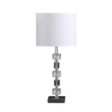 Load image into Gallery viewer, 20" Bedside Table Lamp With Drum Shade - Silver / White