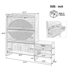 Load image into Gallery viewer, Shoe Storage Cabinet Rattan Shoe Storage Organizer With 2 Flip Drawers, A Storage Drawer And A Bench For Entryway, And Hallway - Light Brown