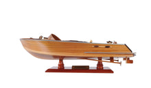 Load image into Gallery viewer, Hand Painted Runabout Canoe Model Boat - Brown
