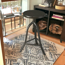 Load image into Gallery viewer, Solid Wood And Iron Backless Adjustable Height Bar Chair - Black