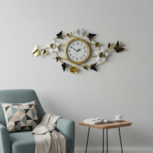 Load image into Gallery viewer, Silent Analog Butterfly Novelty Wall Clock - Gold / White