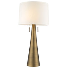 Load image into Gallery viewer, Metal Two Light Table Lamp With White Empire Shade - Brass