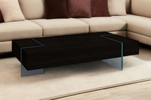 Load image into Gallery viewer, 53" Clear Wood And Glass Sled Coffee Table - Espresso