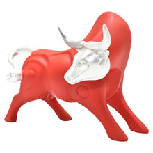 Load image into Gallery viewer, Bull Tabletop Sculpture - Red / Silver