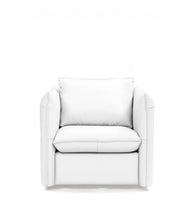 Load image into Gallery viewer, Genuine Leather And Silver Swivel Accent Chair - White