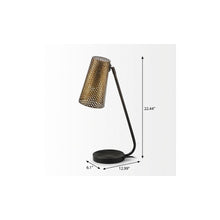 Load image into Gallery viewer, 22" Black Metal Pierced Novelty Table Lamp With Cylinder Shade