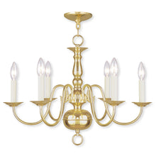 Load image into Gallery viewer, 18" Six Light Dimmable Chandelier With Shades - Brass