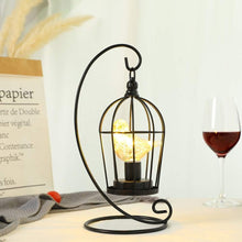 Load image into Gallery viewer, 13" Black Metal Pierced Novelty Desk Lamp With Cage Shade