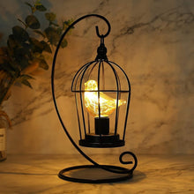 Load image into Gallery viewer, 13" Black Metal Pierced Novelty Desk Lamp With Cage Shade