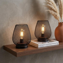 Load image into Gallery viewer, 7" Brown Metal Pierced Novelty Desk Lamp With Novelty Shade