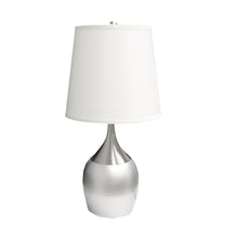 Load image into Gallery viewer, Metal Gourd Table Lamp With White Tapered Drum Shade - Silver