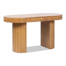 Load image into Gallery viewer, Jesse - Single Drawer Fluted Oval Console Desk - Honey Brown