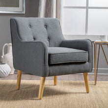 Load image into Gallery viewer, Modern Arm Chair With Tufted Back And Wooden Legs