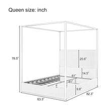 Load image into Gallery viewer, Luxury Canopy Bed With Plush Corduroy Upholstered Headboard