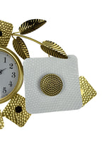 Load image into Gallery viewer, Silent Analog Floral Oval Wall Clock - Gold / White