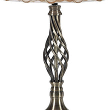Load image into Gallery viewer, Metal Table Lamp With White And Brown Classic Empire Shade - Antiqued Brass
