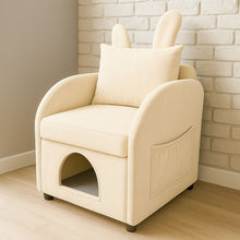Load image into Gallery viewer, Bunny Ear Pet Friendly Armchair With Hidden Pet House With Storage Pocket For Bedroom & Living Room - Beige