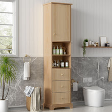 Load image into Gallery viewer, Tall Bathroom Cabinet With 1 Door, 3 Drawers, Open Storage - Wood