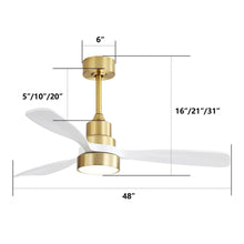Load image into Gallery viewer, Indoor Ceiling Fan With Dimmable LED Light, 6 Speed Remote ControlLED DC Motor, Reversible Blades