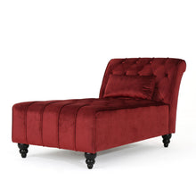 Load image into Gallery viewer, Ethereala - Upholstered Velvet Chaise Lounge With Button Tufted - Garnet