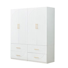 Load image into Gallery viewer, 74" Carved Geometric Four Door Four Drawer Combo Dresser - White