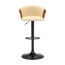 Load image into Gallery viewer, Faux Leather With Metal Swivel Adjustable Height Bar Chair - Cream And Black