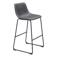 Load image into Gallery viewer, 29" Faux Leather And Steel Counter Height Bar Chairs (Set of 2) - Charcoal And Black