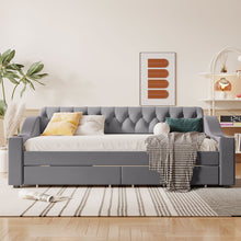 Load image into Gallery viewer, Upholstered Daybed With Storage Armrests And USB Port