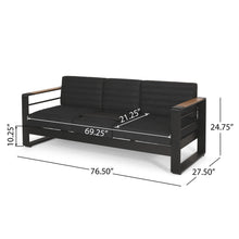 Load image into Gallery viewer, Giovanna - 3 Seater Sofa With Aluminum Frame And Water Repellence Cushions - Black