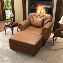 Load image into Gallery viewer, Upholstered Sofa With Nailhead Trim, Rolled Armrests With Ottoman