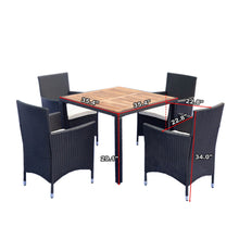 Load image into Gallery viewer, Outdoor Patio Wicker Dining Set With Acacia Wood Top
