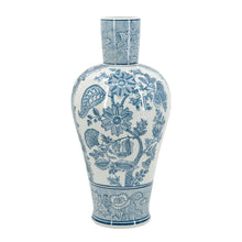 Load image into Gallery viewer, Floral Round Porcelain Table Vase - Light Blue / White