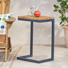 Load image into Gallery viewer, C Shaped End Table With Iron Base And Fir Wood To