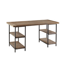 Load image into Gallery viewer, Industrial Style Metal Frame Accent Desk With Side Shelving - Gray
