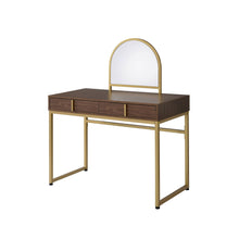 Load image into Gallery viewer, Finish Round Dresser Mirror - Walnut & Gold
