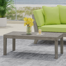 Load image into Gallery viewer, Ingenious - Outdoor Acacia Wood Coffee Table With Slat Panel Design - Light Gray