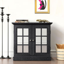 Load image into Gallery viewer, Sideboard Cabinet With Mirrored Doors, Adjustable Shelf, Metal Handles