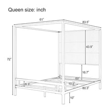 Load image into Gallery viewer, Modern Canopy Bed With Tall Upholstered Headboard