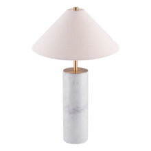 Load image into Gallery viewer, Metal Bedside Table Lamp With Beige Empire Shade - White